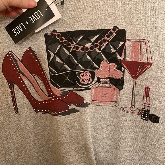 Macys Love+Lace 2X top with rhinestones & knot center - Picture 3 of 6